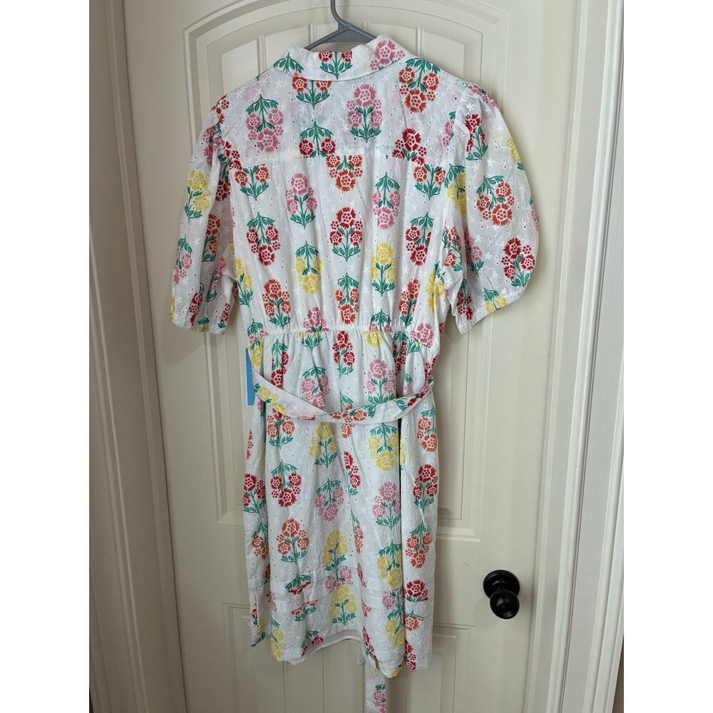 Draper James RSVP Shirt Dress Womens 1X White Eyelet Floral Tie-Waist NEW - Picture 2 of 2